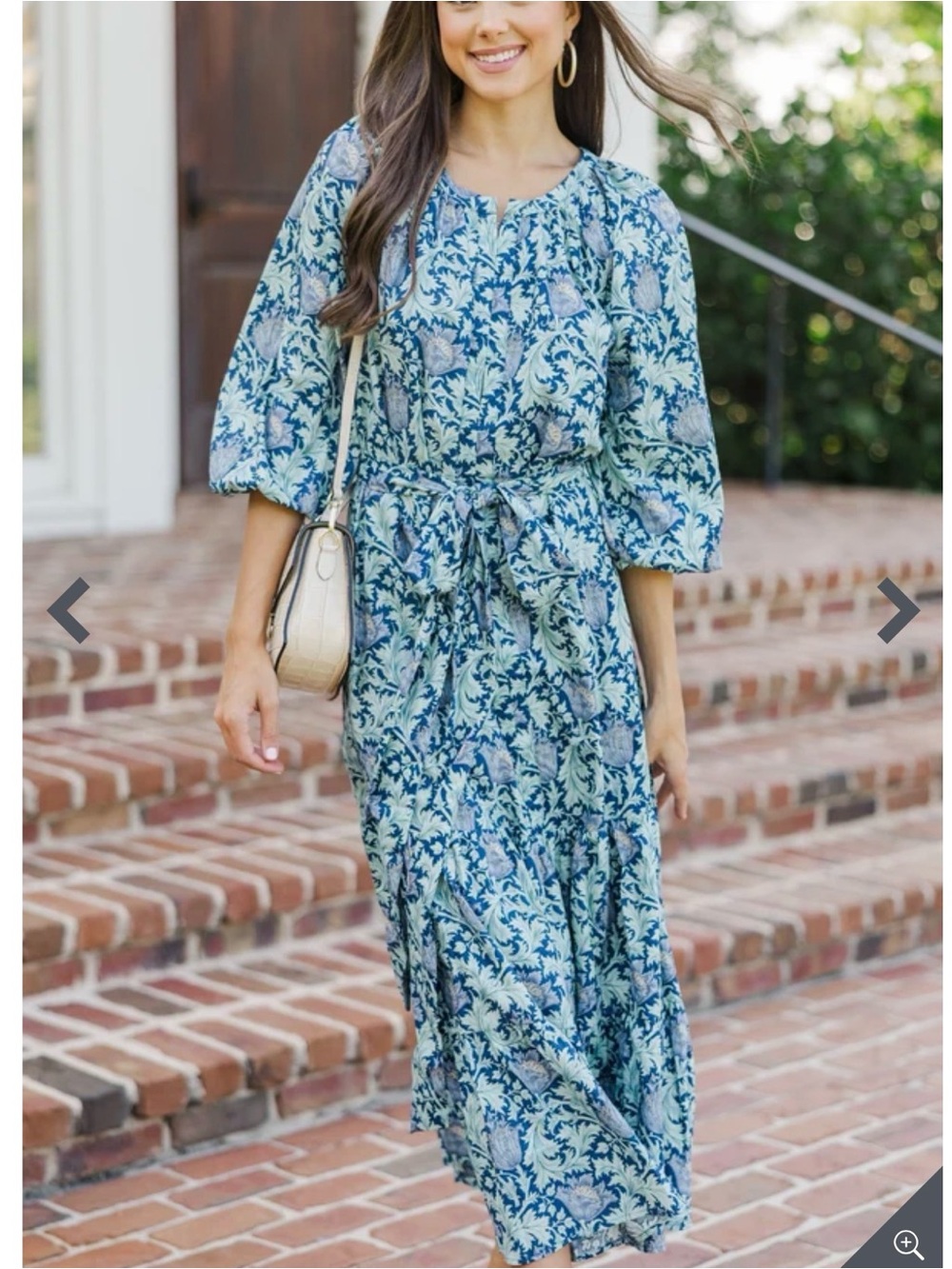 Shop The Mint Floral Tie-Waist Blue Midi Dress